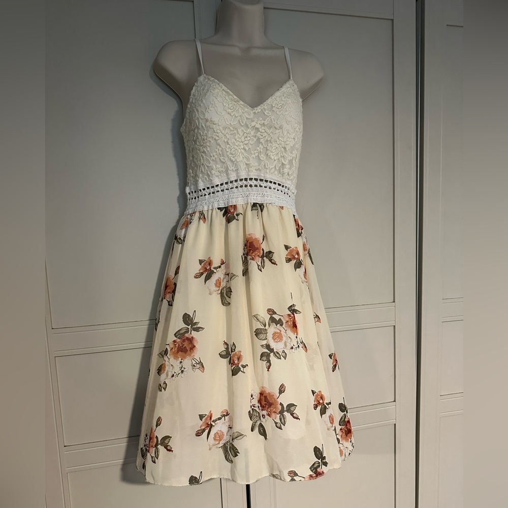 Floral Lace White and Cream Dress
